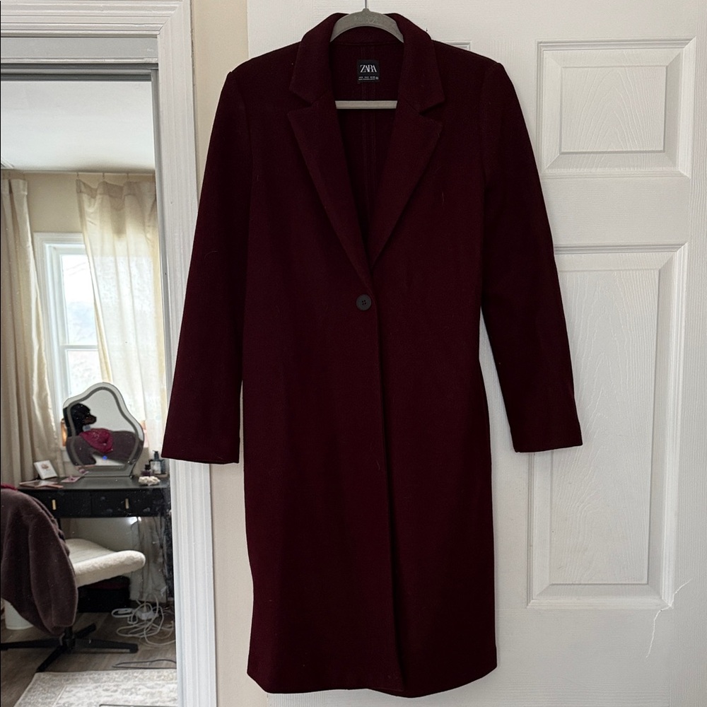 Zara Burgundy Tailored Coat